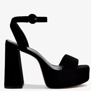 WORN ONCE LARROUDE DOLLY BLACK SUEDE Ankle-Strap Platform Sandals US SZ 9.5 $315